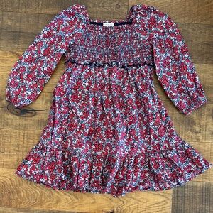 Crewcuts floral red and blue smocked kids dress